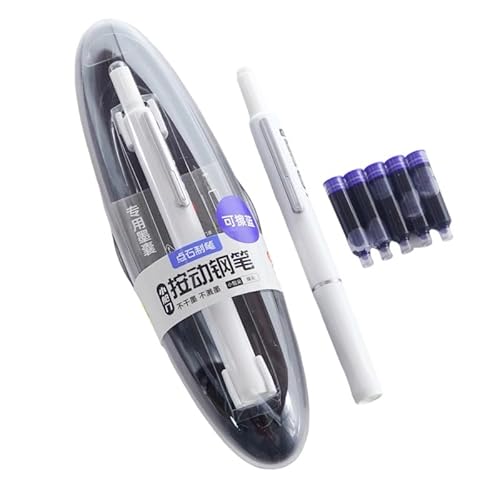 Füllfederhalter einziehbar: 0,38 mm, blaue und schwarze Tinte, transparenter Schaft, inklusive 5 nachfüllbaren Tinten, Smooth Writing No Leaking, Geschenk für Kinder und Erwachsener (Schwarz) von givuaime