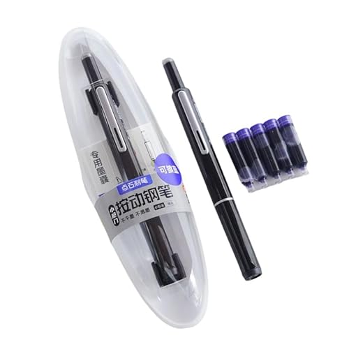 givuaime Füllfederhalter einziehbar: 0,38 mm, blaue und schwarze Tinte, transparenter Schaft, inklusive 5 nachfüllbaren Tinten, Smooth Writing No Leaking, Geschenk für Kinder und Erwachsener (Weiß) von givuaime