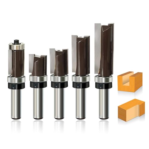 GLRYD 5 Stück Bündigfräser 8mm, mit Oben Anlaufring Kugellager, Kanten Kopierfräser Router Bit Set, Nutfräser/Holzbearbeitungs Schneidwerkzeug, für Holz Trimming GLRYD 5 Stück Bündigfräser 8mm, mit Oben Anlaufring Kugellager, Kanten Kopierfräser Router Bit Set, Nutfräser/Holzbearbeitungs Schneidwerkzeug, für Holz Trimming von glryd