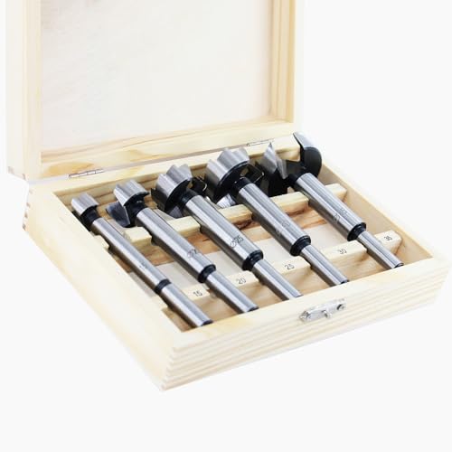 GLRYD 5-tlg Forstnerbohrer Set für Holz, Ø 15/20/25/30/35mm, aus HRC50-Hochleistungs, Extrem Scharf&Langlebig, Wellenschliff-Design, Präzise Zentrierung, Mit Holzbox, für Hartholz,Faserplatten GLRYD 5-tlg Forstnerbohrer Set für Holz, Ø 15/20/25/30/35mm, aus HRC50-Hochleistungs, Extrem Scharf&Langlebig, Wellenschliff-Design, Präzise Zentrierung, Mit Holzbox, für Hartholz,Faserplatten von glryd
