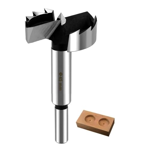 GLRYD Forstnerbohrer für Holz Ø 45mm, 10mm Schaft, Holzbohrer aus HRC50-Hochleistungs-Kohlenstoffstahl Wellenförmige Schneidkanten, Extrem Scharf, Präzise Zentrierung, für Hartholz,Faserplatten GLRYD Forstnerbohrer für Holz Ø 45mm, 10mm Schaft, Holzbohrer aus HRC50-Hochleistungs-Kohlenstoffstahl Wellenförmige Schneidkanten, Extrem Scharf, Präzise Zentrierung, für Hartholz,Faserplatten von glryd