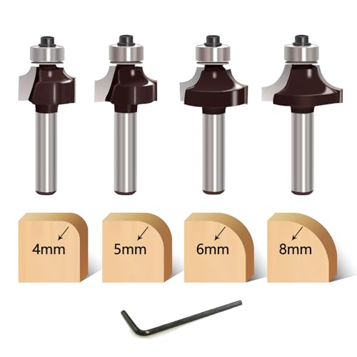 glryd 4 Stück Abrundfräser 8mm Schaft,Runde Über Fräser Bits,Hartmetall Radiusfräser mit Kugellager Rundfräser,Fräskopf für Oberfräse 8mm für Zimmerei Fasen Holzbearbeitung Trimmen glryd 4 Stück Abrundfräser 8mm Schaft,Runde Über Fräser Bits,Hartmetall Radiusfräser mit Kugellager Rundfräser,Fräskopf für Oberfräse 8mm für Zimmerei Fasen Holzbearbeitung Trimmen von glryd