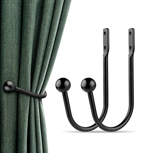 Vorhang Raffhalter, 2 Stück Raffhalter für Vorhänge, U-förmige Vorhang Halter Wandbefestigung, Retro-vorhanghalter für Heimdekoration, Schwarzer Vorhang Raffhalter, 2 Stück Raffhalter für Vorhänge, U-förmige Vorhang Halter Wandbefestigung, Retro-vorhanghalter für Heimdekoration, Schwarzer von gobutend