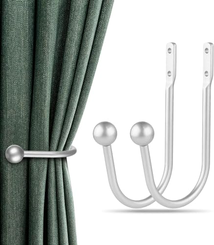 Vorhang Raffhalter, 2 Stück Raffhalter für Vorhänge, U-förmige Vorhang Halter Wandbefestigung, Retro-vorhanghalter für Heimdekoration, Silber von gobutend
