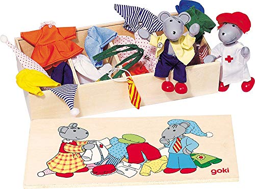Biegepuppen Mausens Klamottenkiste, nachhaltige Holzfiguren, Holzpuppen für Kinder, beweglich robustes Holzspielzeug, kreatives Kinderspielzeug, naturbelassen, 10er Set, ab 3 Jahre Biegepuppen Mausens Klamottenkiste, nachhaltige Holzfiguren, Holzpuppen für Kinder, beweglich robustes Holzspielzeug, kreatives Kinderspielzeug, naturbelassen, 10er Set, ab 3 Jahre von goki