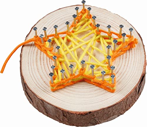 Fadenbild mit Nägeln: Ø 7 cm, Holz, 1 Baumscheibe, 7 Fäden, 35 Nägel, 2 Vorlagen Fadenbild mit Nägeln: Ø 7 cm, Holz, 1 Baumscheibe, 7 Fäden, 35 Nägel, 2 Vorlagen von goki
