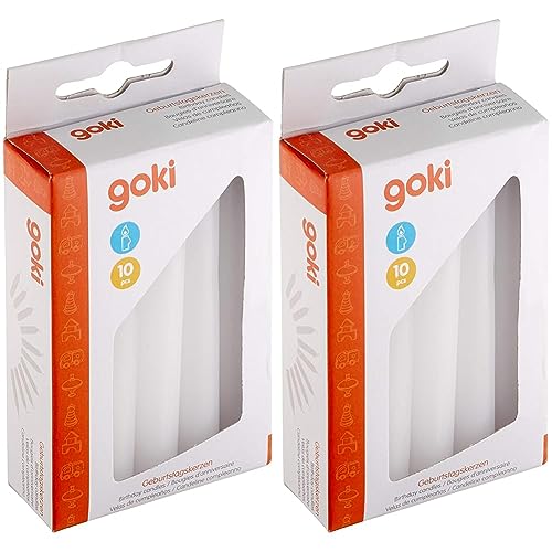 Goki 15051 - Dekoration - Geburtstagskerzen-Set für GK 106/108/55985/60975 Weiß (Packung mit 2) von goki