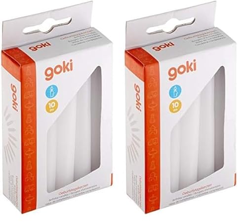 Goki - Geburtstagskerzen-Set für GK 106/108/55985/60975 (Packung mit 2, 10 Kerzen, Weiß, Unparfümiert) von goki