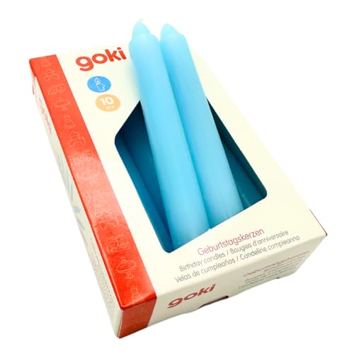 goki 15427 - Geburtstagskerzen 10 Stück, blaue Wachskerzen Set, 10cm, festliche Dekoration für Kuchen und Feiern, 10er Set goki 15427 - Geburtstagskerzen 10 Stück, blaue Wachskerzen Set, 10cm, festliche Dekoration für Kuchen und Feiern, 10er Set von goki