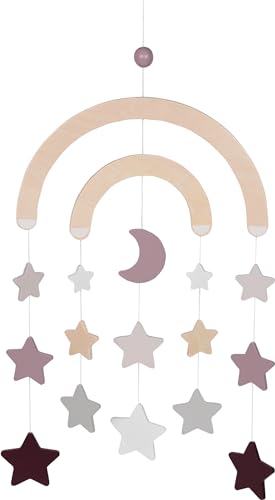 goki 52875 - Mobile, Lifestyle Malve, Sterne und Mond, natur- malve- pastellfarben von goki