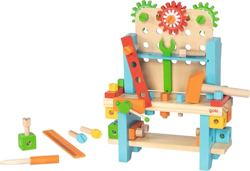 goki 58386 - Meine erste Werkbank aus Holz, Holzspielset für Heimwerker inkl. Hammer, Schrauben, Dreher und vieles mehr, fördert Feinmotorik und Fantasie der Kinder, 57er Set, ab 3 Jahre goki 58386 - Meine erste Werkbank aus Holz, Holzspielset für Heimwerker inkl. Hammer, Schrauben, Dreher und vieles mehr, fördert Feinmotorik und Fantasie der Kinder, 57er Set, ab 3 Jahre von goki