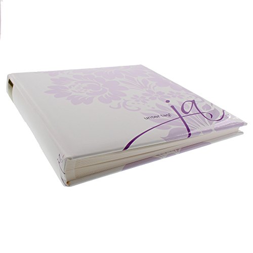 Goldbuch Hochzeitsalbum, Ja, 30 x 31 cm, 60 weiße Seiten mit Pergamin-Trennblättern, Kunstdruck mit Relieflack, Weiß/Flieder, 08021 von goldbuch