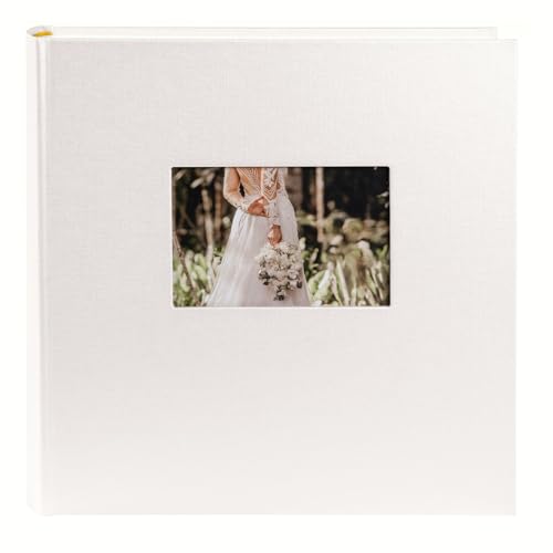 goldbuch 31485 Hochzeitsalbum mit Fensterausschnitt, Romeo, Fotoalbum zur Hochzeit, 30 x 31 cm, Album mit 100 weiße Seiten mit Pergamin-Trennblättern, Erinnerungsalbum mit Kunstleder, Weiß von goldbuch