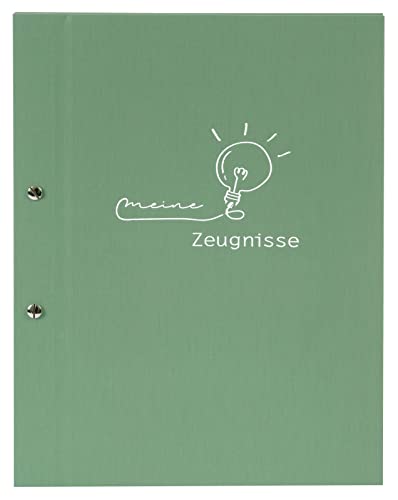 goldbuch 36 130 Zeugnismappe frech & frei Moosgrün, Sichtmappe Maße 24 x 31,5 x 2 cm, 12 Klarsichthüllen, Schraubverschluss zum Herausnehmen der Hüllen, Einband aus Kunstdruck, Zeugnis Mappe Grün von goldbuch