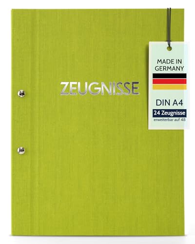 goldbuch 36005 Zeugnismappe Colours, Urkundenmappe DIN A4, Dokumentenmappe mit Schraubverschluss und 12 Sichttaschen, Mappe Erweiterbar, Ordnungsmappe mit Leinenstruktur Einband, Orgamappe Grün von goldbuch