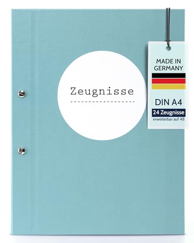 goldbuch 36113 Zeugnismappe Pastell türkis, Urkundenmappe DIN A4, Dokumentenmappe mit Schraubverschluss und 12 Sichttaschen, Ordnungsmappe aus Leinenstruktur mit 12 Hüllen, ca. 24 x 31.5 x 2 cm goldbuch 36113 Zeugnismappe Pastell türkis, Urkundenmappe DIN A4, Dokumentenmappe mit Schraubverschluss und 12 Sichttaschen, Ordnungsmappe aus Leinenstruktur mit 12 Hüllen, ca. 24 x 31.5 x 2 cm von goldbuch