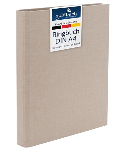goldbuch 37 211 Ringbuch A4 Summertime Beige, Ordner, Maße 32 x 27,5 x 4,5 cm, Hefter mit 4-Ringmechanik und Klemmbügel, Ringordner Format DIN A4, Einband aus Leinen, Heftordner Hellbraun goldbuch 37 211 Ringbuch A4 Summertime Beige, Ordner, Maße 32 x 27,5 x 4,5 cm, Hefter mit 4-Ringmechanik und Klemmbügel, Ringordner Format DIN A4, Einband aus Leinen, Heftordner Hellbraun von goldbuch