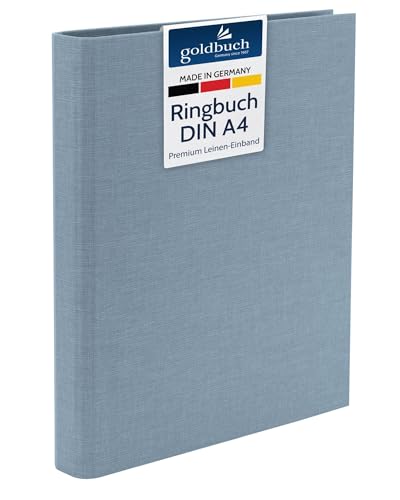 goldbuch 37 213 Ringbuch A4 Summertime Blau-Grau, Ordner 32 x 27,5 x 4,5 cm, Hefter mit 4-Ringmechanik und Klemmbügel, Format DIN A4, Ringordner Einband aus Leinen, Heftordner Hellgrau goldbuch 37 213 Ringbuch A4 Summertime Blau-Grau, Ordner 32 x 27,5 x 4,5 cm, Hefter mit 4-Ringmechanik und Klemmbügel, Format DIN A4, Ringordner Einband aus Leinen, Heftordner Hellgrau von goldbuch