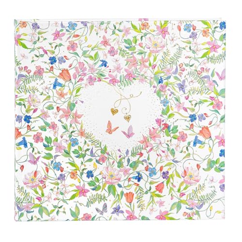 goldbuch 50 035 Gästebuch Charming Heart, Hochzeitsgästealbum mit 100 illustrierten Seiten, Fotogästebuch mit Hardcover aus Kunstdruck, Einband im Blumen-Design, ca. 24,5 x 22,5 x 3,5 cm, Weiß von goldbuch