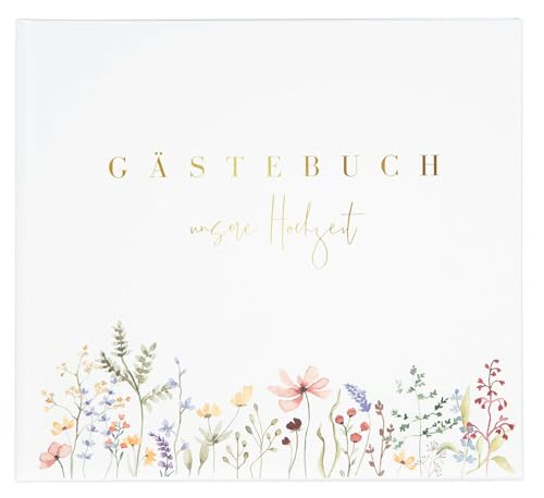 goldbuch 50 044 Gästebuch Blütenliebe Weiß, Hochzeitsgästealbum mit 100 illustrierten Seiten, Fotogästebuch mit Hardcover aus Kunstdruck mit Blumen-Motiv und Goldprägung, ca. 24,5 x 22,5 x 3,5 cm goldbuch 50 044 Gästebuch Blütenliebe Weiß, Hochzeitsgästealbum mit 100 illustrierten Seiten, Fotogästebuch mit Hardcover aus Kunstdruck mit Blumen-Motiv und Goldprägung, ca. 24,5 x 22,5 x 3,5 cm von goldbuch