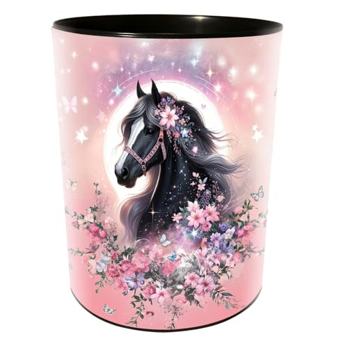 goldbuch 82 141 Papierkorb Luna, Mülleimer Pferd, Abfallbehälter Ø 25 cm, Höhe 30 cm, Behälter 12 Liter Fassungsvermögen, Papierbehälter für Kinder, Pferde-Motiv, Müllbehälter Rosa von goldbuch