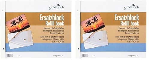 goldbuch 83075 Ersatzblock für Schraubalbum, 30 weiße Seiten mit Pergamin-Trennblättern, Passend für Foto Album mit Einer Größe von 30 x 25 cm, Nachfüll Pack für Fotoalben (Packung mit 2) von goldbuch
