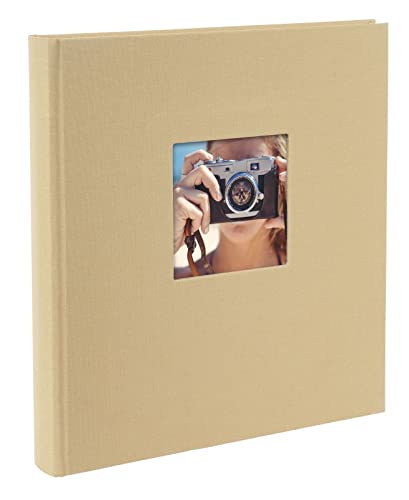 goldbuch Fotoalbum mit Fensterausschnitt, Bella Vista Trend, 30 x 31 cm, 60 weiße Seiten mit Pergamin-Trennblättern, Leinen, Sand, 27506 von goldbuch