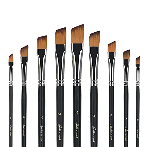 Angular Pinsel Set Künstlerpinsel Flachpinsel für Acrylmalerei Aquarell Malerei Ölmalerei Perfekt für Anfänger Künstler und Kinder Langer Stiel 9 Stück Angular Pinsel Set Künstlerpinsel Flachpinsel für Acrylmalerei Aquarell Malerei Ölmalerei Perfekt für Anfänger Künstler und Kinder Langer Stiel 9 Stück von golden maple