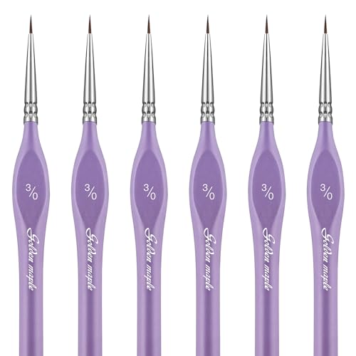 Miniatur Pinsel, 6PC Fine Detail Paint Brushes Set 3/0, Mini Small Painting Brushes für Handwerk, Acryl, Aquarell, Öl, Modell, Gesicht, 40k & Malen nach Zahlen, Citadel, Figurine, Violett von golden maple