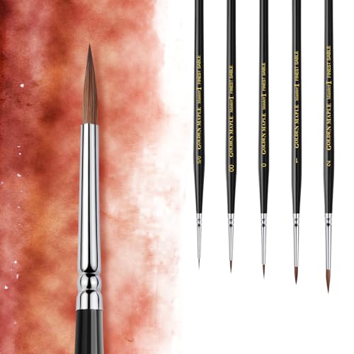 Kolinsky Pinsel, Golden Maple Miniatur Pinsel Natural Hair Professional Pointed Round Brush for Model Painting, Watercolor Details, Acrylic Gouache Inks Painting, Size 2 1 0 00 5/0 von golden maple