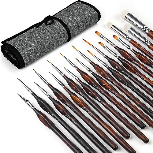 Miniatur-Pinsel Drybrush-18-teiliges Mikro-Detail-Pinsel-Set, kleine feine Detail-Modellpinsel für Acryl, Aquarelle und Malen nach Zahlen, Zitadelle, Figur, Warhammer 40 K, Braun Miniatur-Pinsel Drybrush-18-teiliges Mikro-Detail-Pinsel-Set, kleine feine Detail-Modellpinsel für Acryl, Aquarelle und Malen nach Zahlen, Zitadelle, Figur, Warhammer 40 K, Braun von golden maple