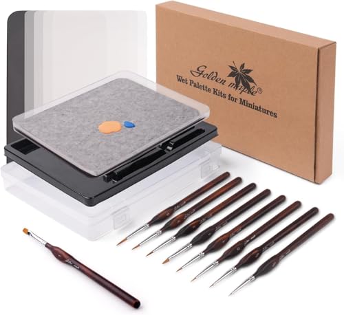 Nasse Paletten zum Malen von Miniaturen: Bleiben Sie nass Palette für Acrylmalerei-Set mit 9 Miniatur-Pinseln, 50 Palettenpapier, 2 Schwamm, 1 Pinselhalter, 1 Schwammablage Nasse Paletten zum Malen von Miniaturen: Bleiben Sie nass Palette für Acrylmalerei-Set mit 9 Miniatur-Pinseln, 50 Palettenpapier, 2 Schwamm, 1 Pinselhalter, 1 Schwammablage von golden maple
