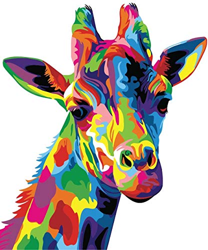 Fuumuui Malen Nach Zahlen Erwachsene und Kinder Anfänger Gemälde inklusive Pinsel und Acrylfarben 40 x 50 cm - Tiere, Bunte Giraffe von Fuumuui