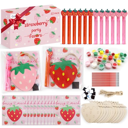 goldentime Erdbeer-Partygeschenk-Set, 12 Stück, Holzmalerei mit Blasen, Karten und Magneten für Erdbeer-Shortcake-Party-Dekorationen und Tafelaufsätze goldentime Erdbeer-Partygeschenk-Set, 12 Stück, Holzmalerei mit Blasen, Karten und Magneten für Erdbeer-Shortcake-Party-Dekorationen und Tafelaufsätze von goldentime