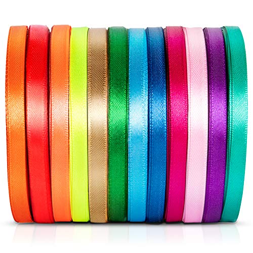 Satinband Seidenbänder Schleifenband Hochzeit Dekoband Satin Geschenkband Stoff Band Rolle Geschenk Verpackung, 250 Yards von YiaMia