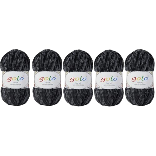 Chenille Garn für Hand Stricken Häkelgarn 100gX5 für Hut,Socken,Handschuh von golo
