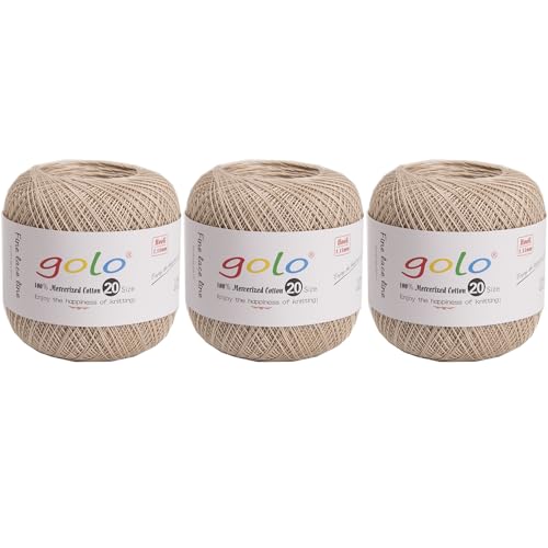 golo 3 Knäuel, Häkelgarn, Größe 20, Garn für Handstricken, Stickgarn von golo