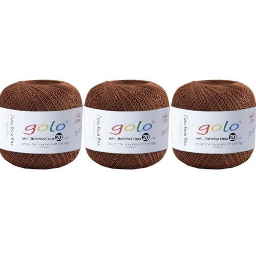 golo 3 Knäuel, Häkelgarn, Größe 20, Garn für Handstricken, Stickgarn von golo
