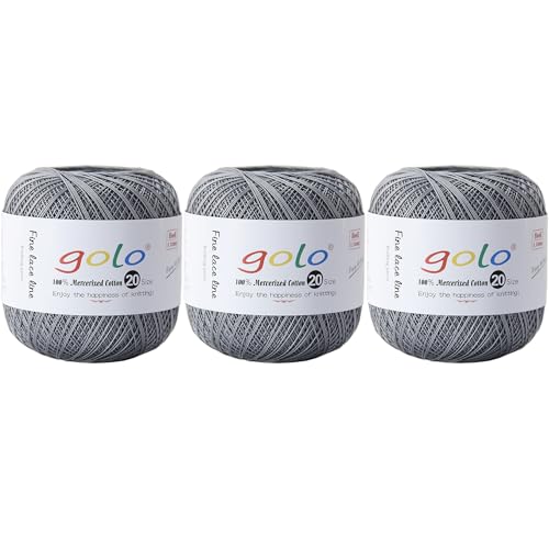 golo 3 Knäuel, Häkelgarn, Größe 20, Garn für Handstricken, Stickgarn von golo