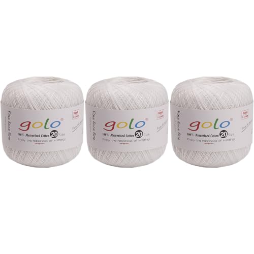 golo 3 Knäuel, Häkelgarn, Größe 20, Garn für Handstricken, Stickgarn von golo