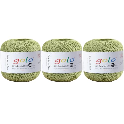 golo 3 Knäuel, Häkelgarn, Größe 20, Garn für Handstricken, Stickgarn von golo