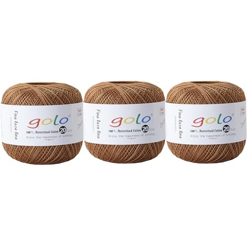 golo 3 Knäuel, Häkelgarn, Größe 20, Garn für Handstricken, Stickgarn von golo