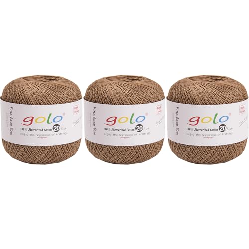 golo 3 Knäuel, Häkelgarn, Größe 20, Garn für Handstricken, Stickgarn von golo