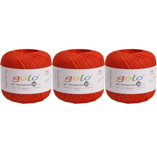 golo 3 Knäuel, Häkelgarn, Größe 20, Garn für Handstricken, Stickgarn von golo