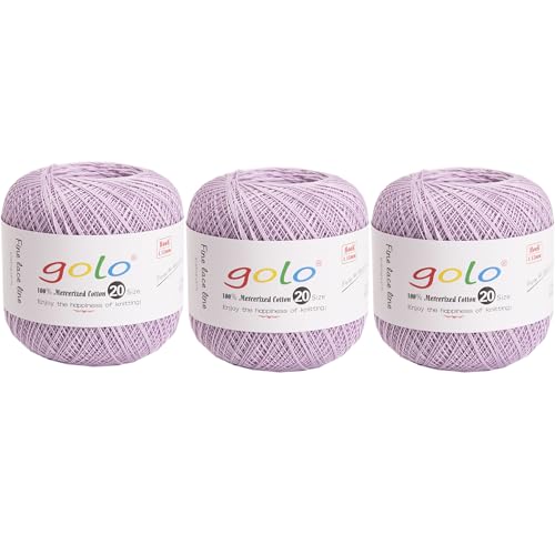 golo 3 Knäuel, Häkelgarn, Größe 20, Garn für Handstricken, Stickgarn von golo