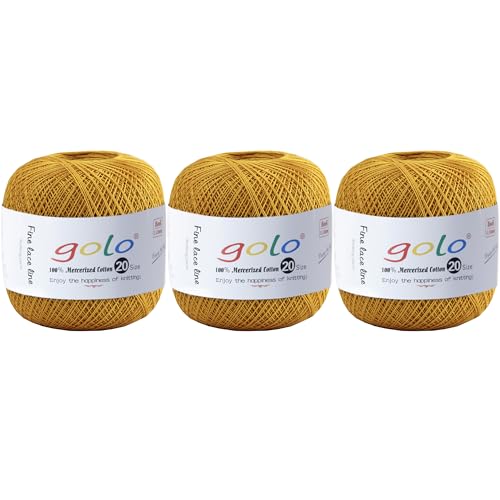 golo 3 Knäuel, Häkelgarn, Größe 20, Garn für Handstricken, Stickgarn von golo