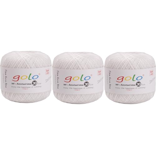 golo 3 Knäuel Häkelgarn Größe 30 Garn zum Handstricken von golo