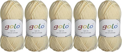 golo Acrylgarn, 250 g, 0,55 kg, Milch-Baumwollgarn zum Handstricken, Garn zum Häkeln golo Acrylgarn, 250 g, 0,55 kg, Milch-Baumwollgarn zum Handstricken, Garn zum Häkeln von golo