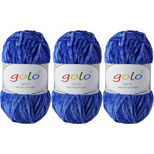 golo Chenille-Garn für Decken, 100 g, 3 Stück, weiches Chenille-Garn zum Handstricken golo Chenille-Garn für Decken, 100 g, 3 Stück, weiches Chenille-Garn zum Handstricken von golo