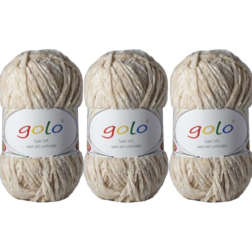 golo Chenille-Garn für Decken, 100 g, 3 Stück, weiches Chenille-Garn zum Handstricken golo Chenille-Garn für Decken, 100 g, 3 Stück, weiches Chenille-Garn zum Handstricken von golo